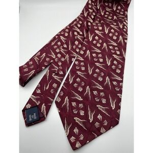 Polo Ralph Lauren Burgundy Silk Geometric Abstract Necktie Made in USA Hand Made